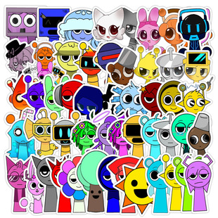 Cross-Border 50 Pieces of Rhythm Box Graffiti Stickers Water Cup Mobile Phone Waterproof Decorative Stickers Creative Game Stickers Wholesale