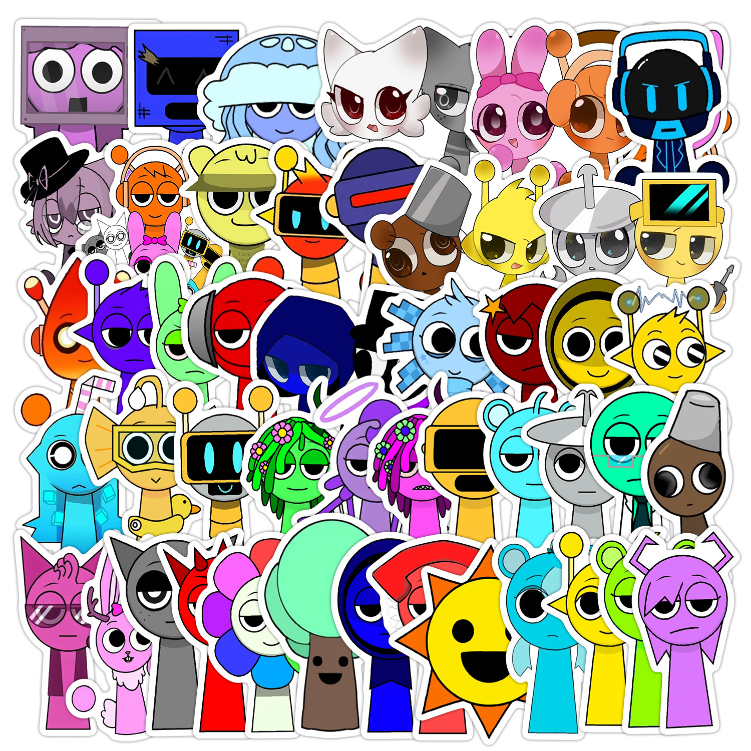 跨境50张节奏盒子涂鸦贴纸水杯手机防水装饰贴纸创意游戏贴纸批发