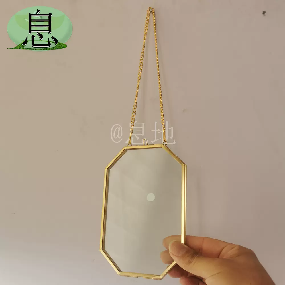 BG包邮背后支架金色铜条八边形壁挂相框工厂批发干花夹证件盒外销