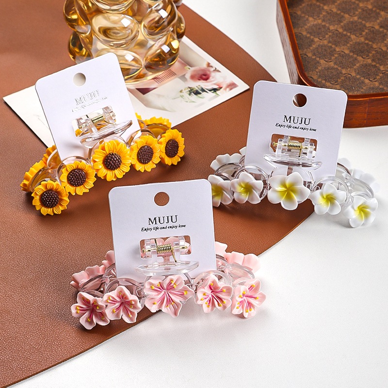 [Traje de tarjeta] Dulce clip de agarre de flor, clip de tiburón en la parte posterior de la cabeza de las mujeres, estilo de vacaciones, súper hada, flor de cerezo, horquilla, accesorios para el cabello