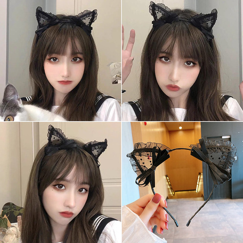 Korean palace retro mesh polka dot big bow hair hoop super fairy hair hoop stage hair accessories knotted hairpins