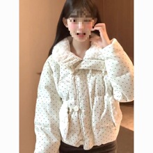 美式复古设计感小众波点棉服上衣女冬季甜美可爱保宽松显瘦外套潮