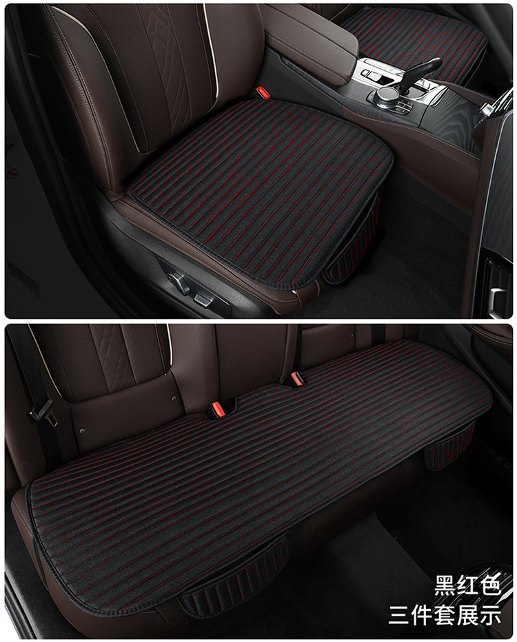 Linen Car Seat Cushion Wholesale Four-Season Universal Breathable Small Waist Three-Piece Set Multi-Piece Set Main and Passenger Single Seat Foreign Trade