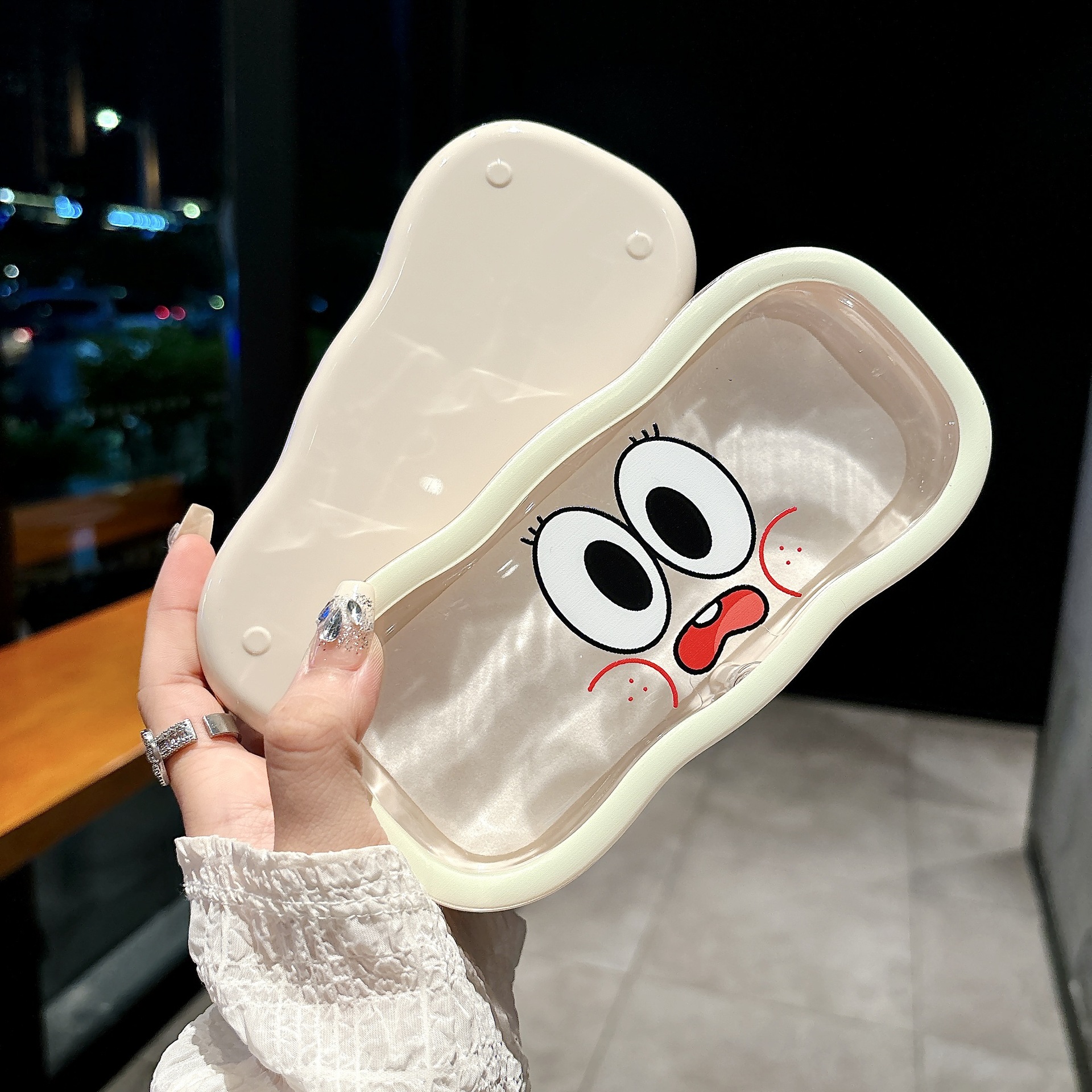 Caja de gafas transparentes de borde de la nube, alta sensación de almacenamiento portátil, niños, niños, niños, estudiantes, lindos, caja de gafas al por mayor