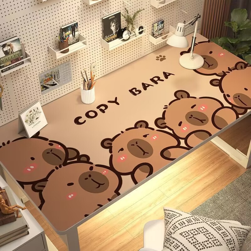 Kapibala 学生デスクマット漫画かわいい使い捨てレザーテーブルクロス耐油防水目の保護特別なデスクトップマット|undefined