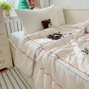 Summer Printed Class a Knitted Cotton Summer Quilt Thin Quilt Air-Conditioned Quilt Core Cool Blanket Dormitory Single and Double Soybean Quilt