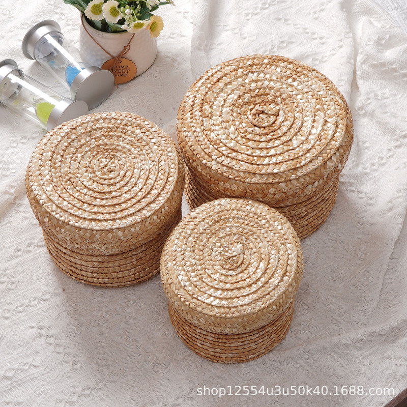 Customized Wheat Straw Woven Straw Storage Basket Round Woven Storage Basket Desktop Wedding Storage Bucket Gift Box with Lid Customized Wheat Straw Woven Straw Storage Basket Round Woven Storage Basket Desktop Wedding Storage Bucket Gift Box with Lid