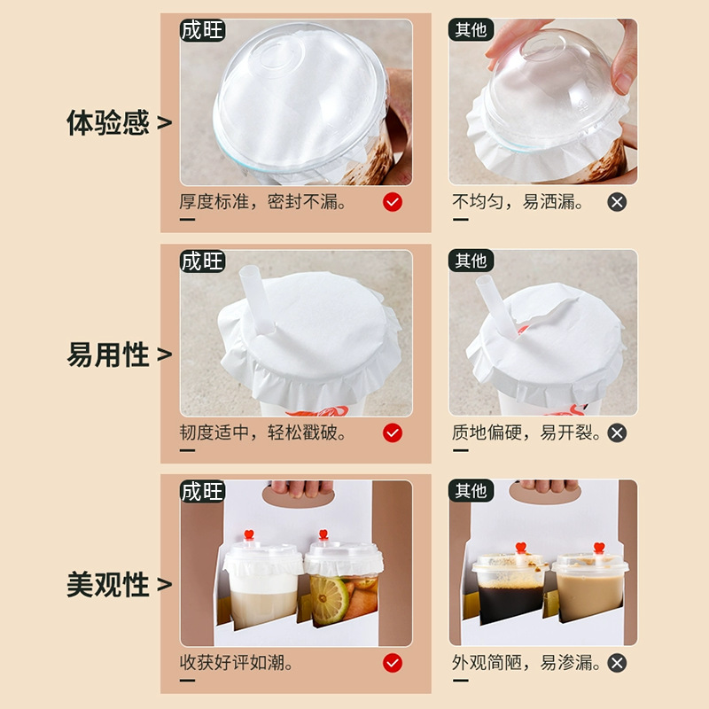 奶茶防漏纸一次性封盖纸咖啡打包塑料杯密封垫片外卖封口膜防溢纸|undefined