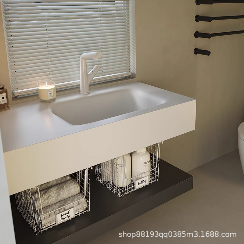 Hot Curved Rock Plate Seamless Ceramic All-in-One Basin Bathroom Cabinet Combination Modern Toilet Washing Table Washing Washbasin Cabinet