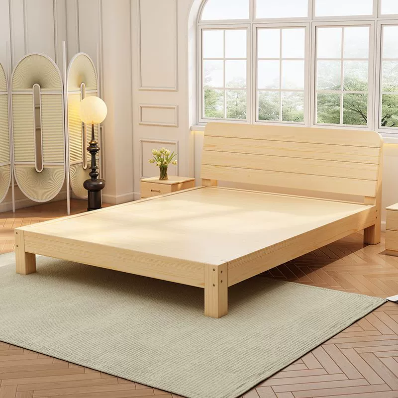 Solid Wood Bed Modern Simple Bedroom 1.8 m Double Bed 1.5 m Bed Economical Rental Room 1m Single Bed Bed Frame Solid Wood Bed Modern Simple Bedroom 1.8 m Double Bed 1.5 m Bed Economical Rental Room 1m Single Bed Bed Frame