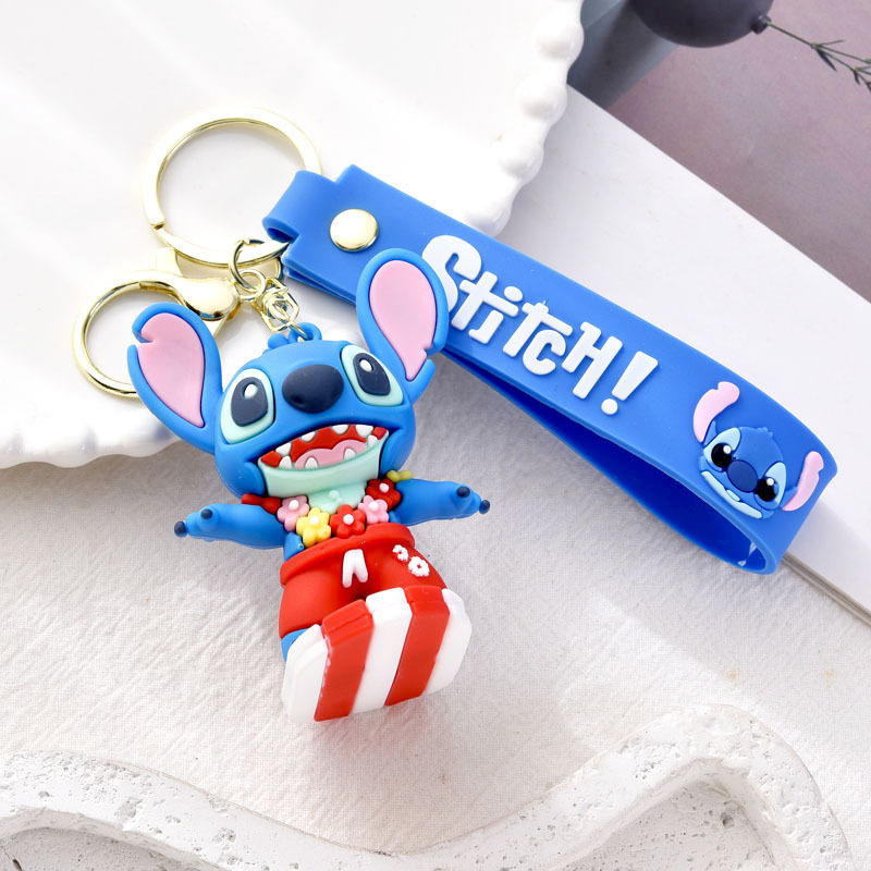 越境特別供給クリエイティブ漫画かわいいステッチキーホルダー pvc 立体ステッチ人形ペンダントペンダントチェーン|undefined