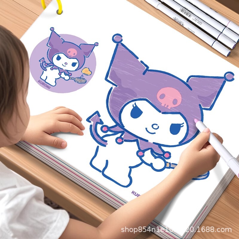 Sanrio Coloring Book Kindergarten Kidsren Girls Coloring Book Marker Pen Graffiti Coloring Painting Baby Painting Book