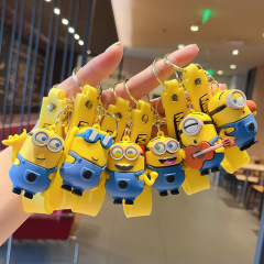 漫画ミニオンボブキーホルダーカップルスクールバッグペンダント子供の小さなギフト車のキーチェーンスクールバッグペンダント