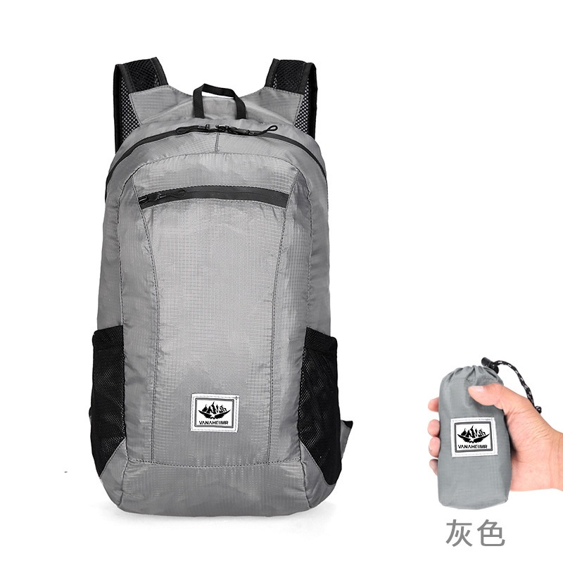 Mochila deportiva al aire libre al por mayor mochila plegable portátil simple a prueba de salpicaduras bolsas de piel cómodas y livianas
