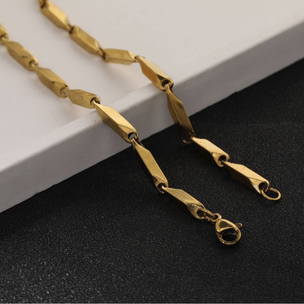 Titanium Diamond-shaped For Men, Versatile Stainless Titanium Steel Bar Necklace, Clavicle Chain Necklace_voghion.com
