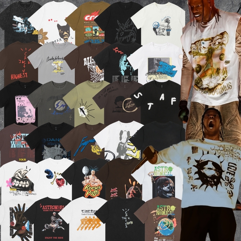 Travis Scott short-sleeve correct version TS co-branded Utopia limited edition hip-hop American high street T-shirt trendy Travis Scott short-sleeve correct version TS co-branded Utopia limited edition hip-hop American high street T-shirt trendy