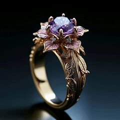 Dailun 越境ヨーロッパとアメリカの売れ筋中世スタイルの 2 色の金箔の花象嵌ジルコン高級ファッションライト高級リング