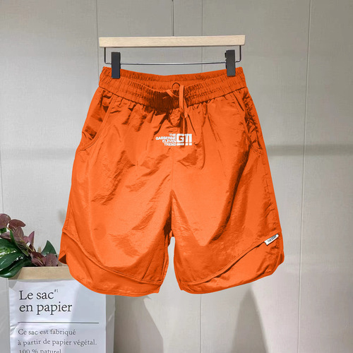 2025 Men's Summer Thin Ice Silk Beach Shorts Youth Quick-Dry Breathable Outer Wearing Loose Casual Sport Pants