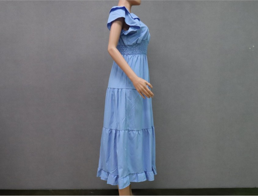 Women's Regular Dress Simple Style V Neck Patchwork Short Sleeve Solid Color Maxi Long Dress Daily display picture 2