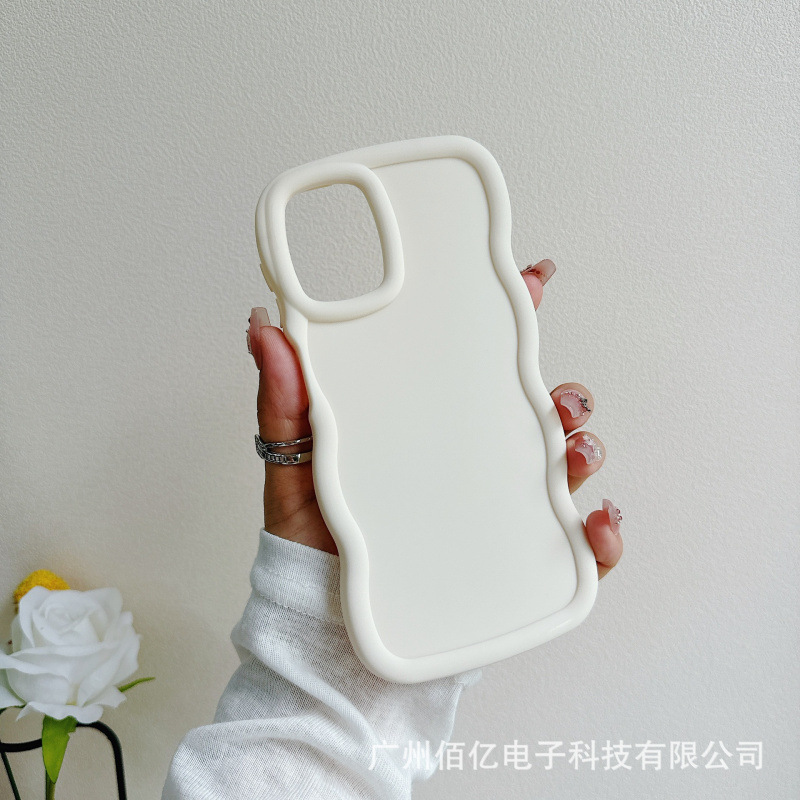 Suitable for Samsung Mobile Phone Case A22 Wavy Edge Macaron Stand Protective Cover Sticker Doll Material A05 Black Soft Shell