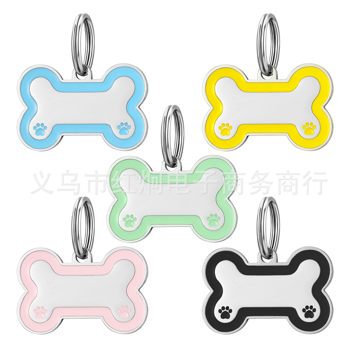 Spot al por mayor de acero inoxidable marca de perro de goteo nuevo hueso de perro marca de mascota fuente transfronteriza de acero de titanio marca anti-pérdida