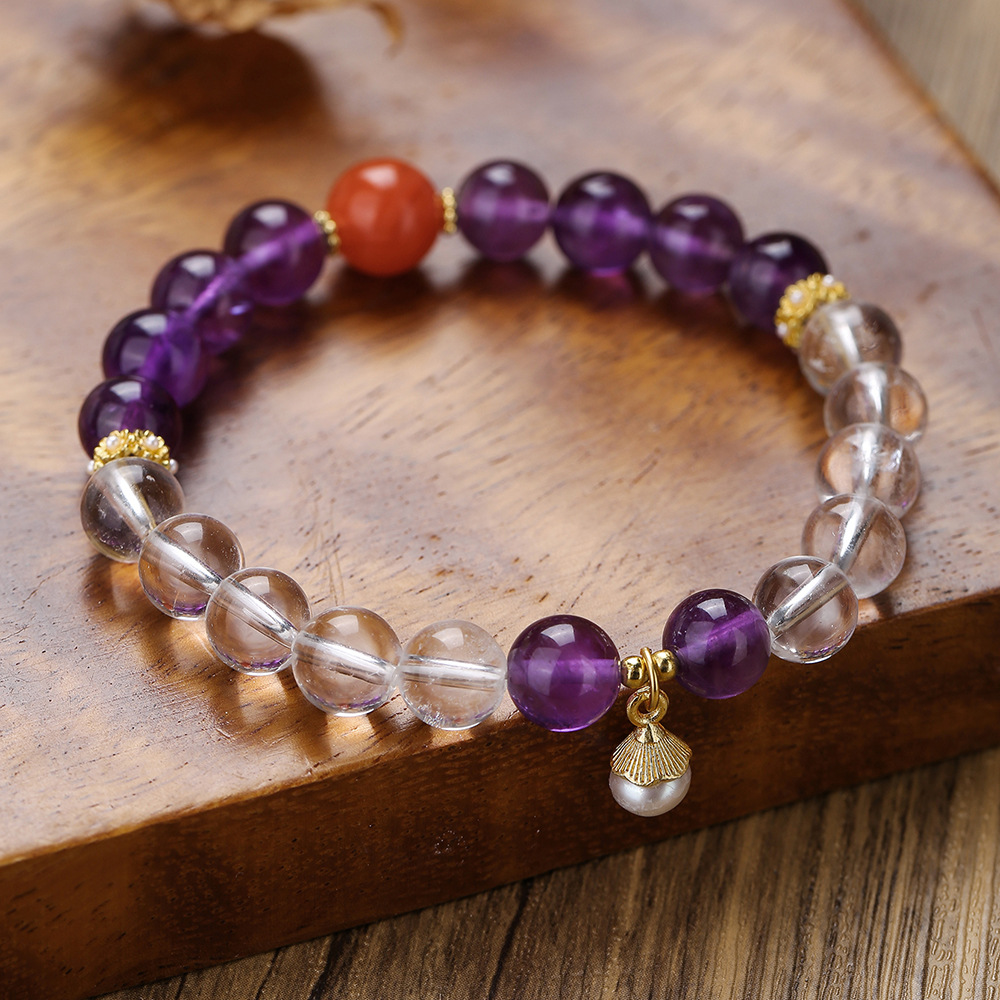 Cristal blanco Ametista de 8 mm 17,5 cm