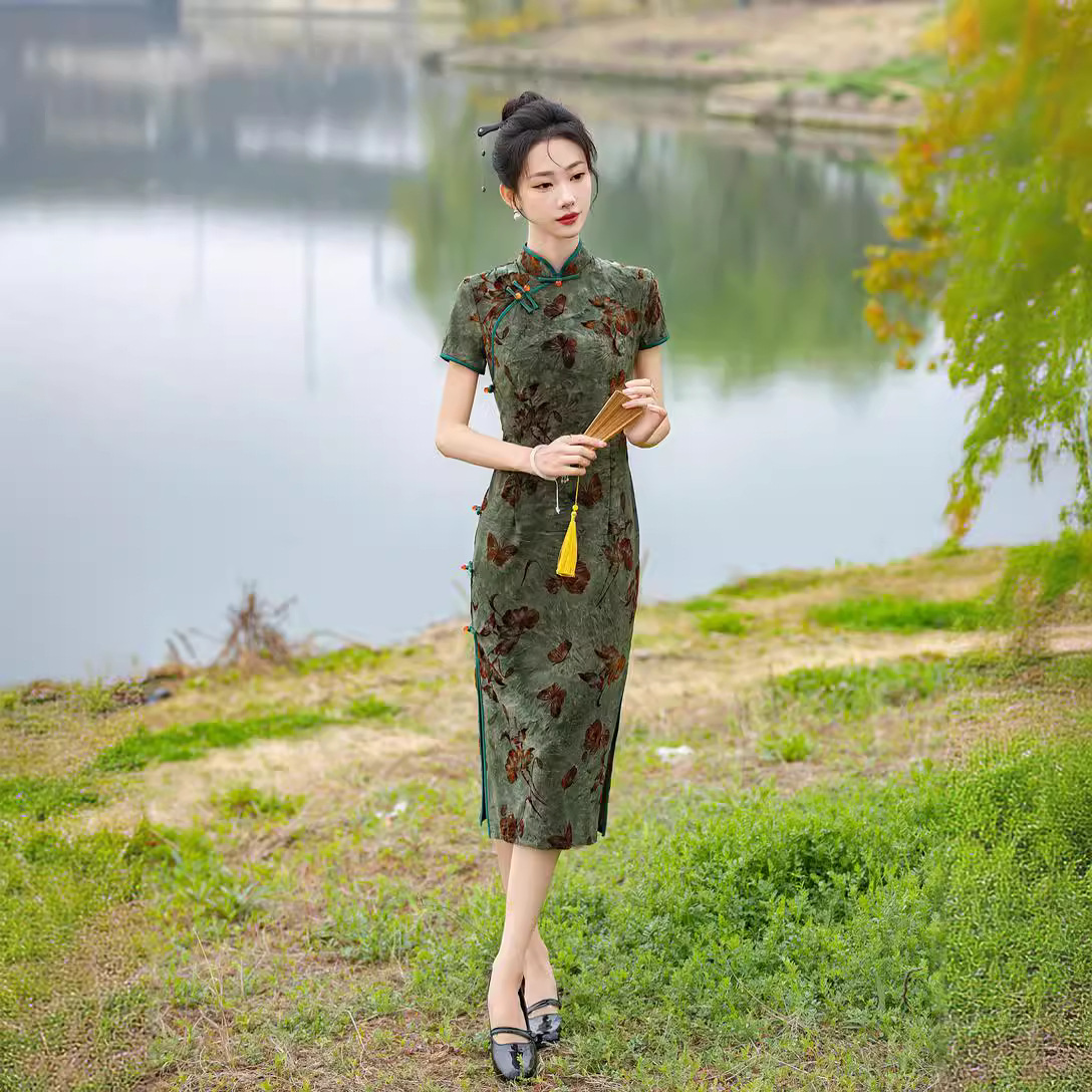 Velvet summer cheongsam