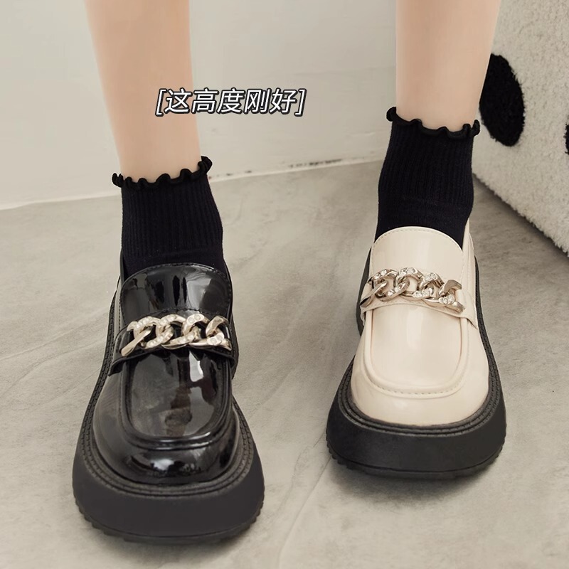 Japanese Style Sweet Ear Edge JK Socks Spring and Summer Stacked Socks Women's Long Lace Retro Loafers Pure Cotton