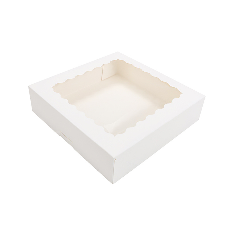 Caja de pastel personalizada de 10*10*2,5 pulgadas Caja de galletas de cartón blanco plegable gratuita Caja de postres transfronteriza de comercio exterior personalizada