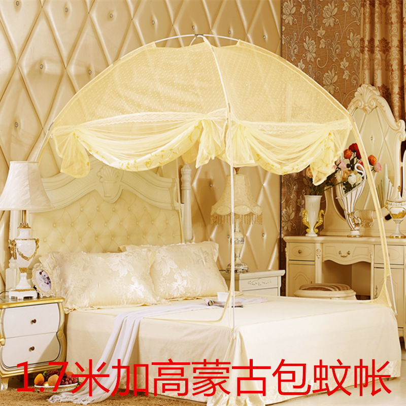 蒙古包蚊帐1.8m床1.5双人家用有底三开门支架1.2米床单人学生宿舍|ru