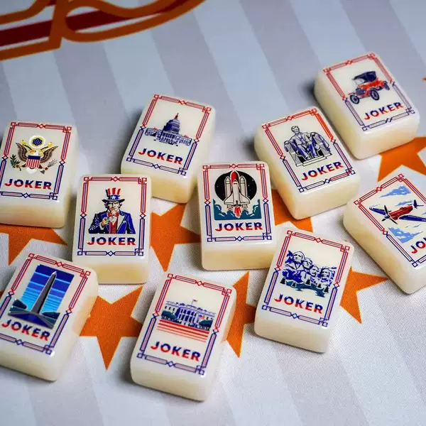 Cross-border American Mahjong: 6.250th Anniversary of the United States, American-style engraved and printed hand-carved acrylic mahjong tiles