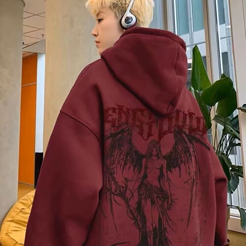 Men's Spring/Autumn Hooded Sweatshirt with Crew Neck, American Streetwear Trend Brand, Towel Embroidered Sport Coat Oversize Couple Top