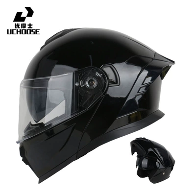 Bluetooth Full-Face Helmets, Cool Anti-Fog, Motosiklet kaskı (dəbilqə) - glossy-black-s
