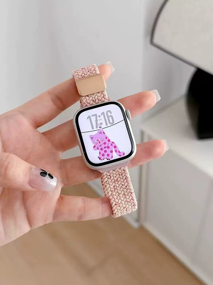 【Детально】Совместимо с ремешком iwatch10 S9 Apple Watch applewatch8 нейлон бороздчатый магнитный всасывание