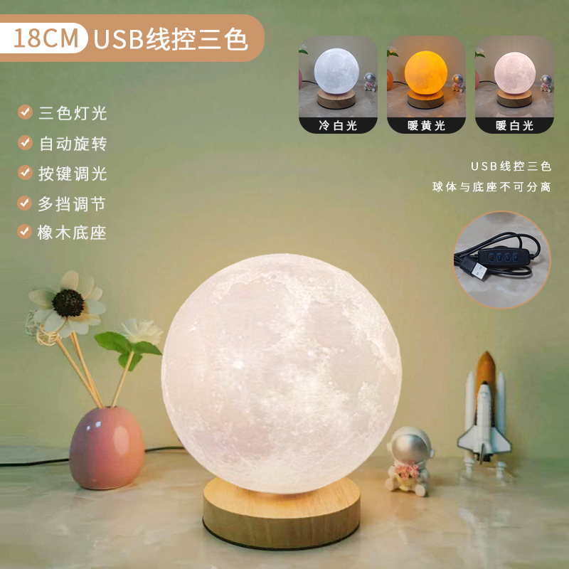 Rotary wire-controlled three-color moon 18cm straight insertion