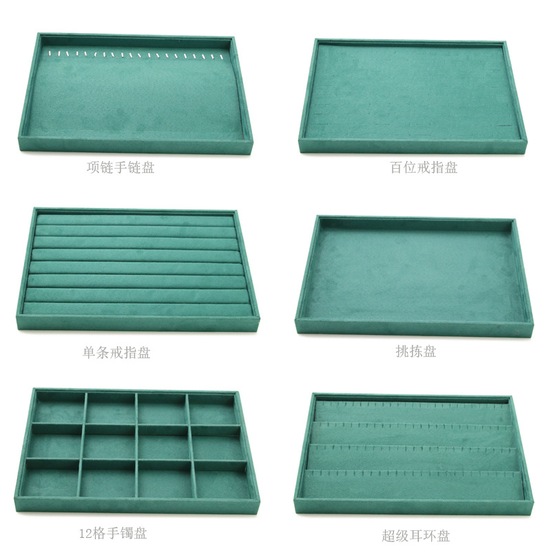 Green jewelry box ring necklace bracelet earring stud bracelet accessory selection tray jewelry display photography exhibition