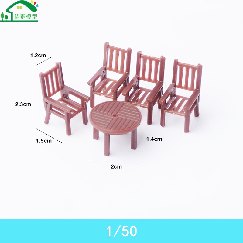 Mini traje de mesa y silla modelo al aire libre micro escena ocio mesa redonda silla plástico edificio arena bandeja decoración adornos
