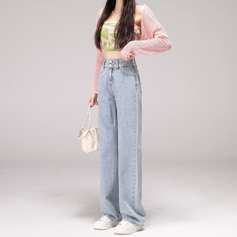 Широкие джинсы женские весенние и осенние 2023 новые высокие талии