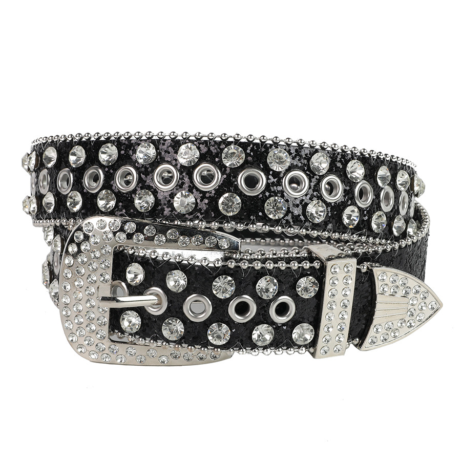 Cinturón de diamantes de imitación para mujer Cinturón largo para mujer de estilo europeo y americano Cinturón de mezclilla para exteriores Cinturón de diamantes de estilo explosivo transfronterizo