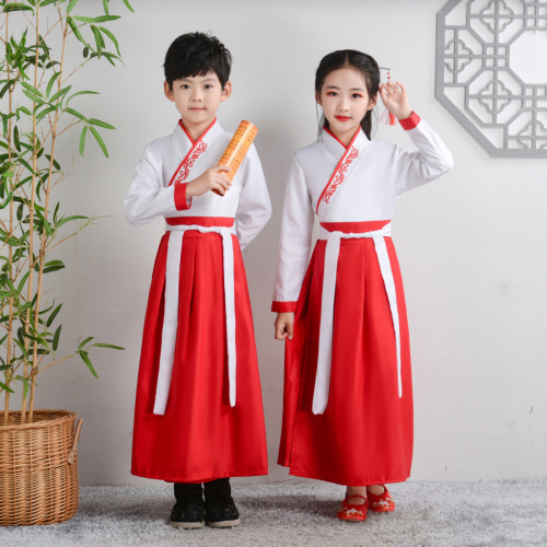 Hanfu girls, primary school students, traditional Chinese school uniforms, boys, ancient costumes, schoolgirls, Chinese style costumes, children's New Year's Day performance costumes, men