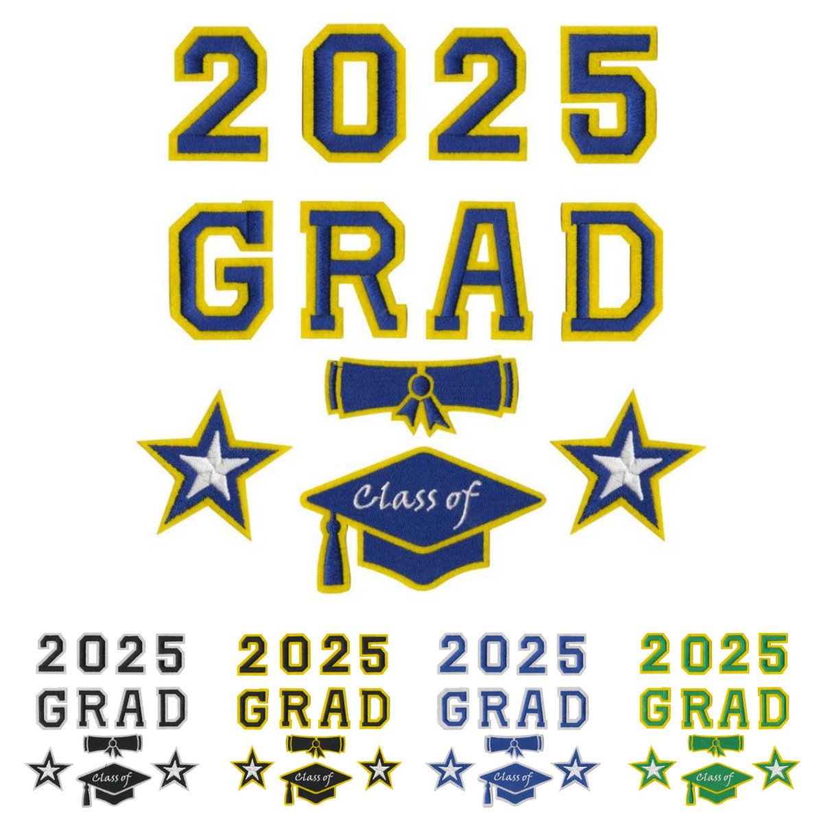 2025毕业季刺绣布贴时尚百搭学习风电脑绣花章熨烫背胶布贴花补丁