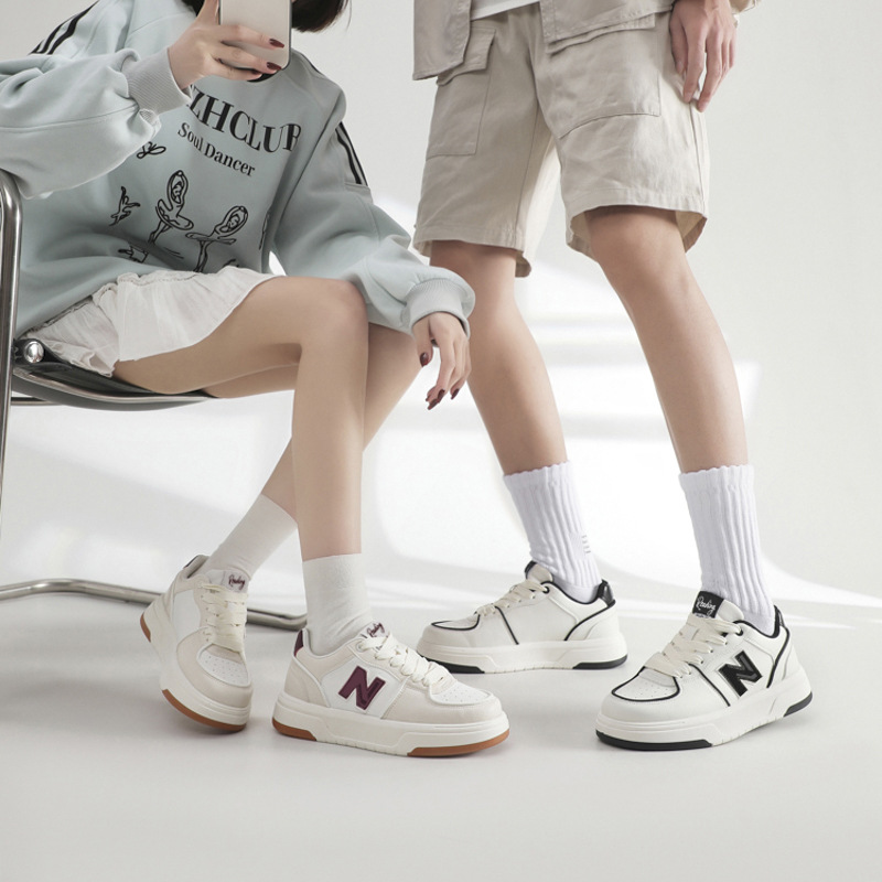 New Balance Men's White Sneakers, Spring and Autumn Cool Running Casual Sports Shoes, N-Logo Shoes, Summer New Classic Sneakers for Men and Women