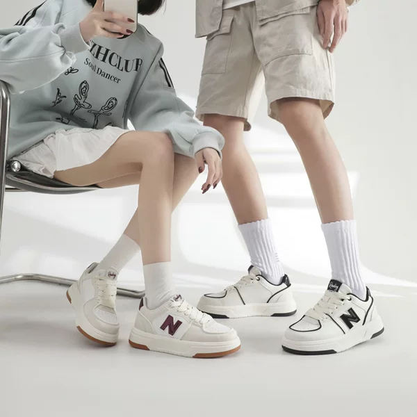 New Balance Men's White Sneakers, Spring and Autumn Cool Running Casual Sports Shoes, N-Logo Shoes, Summer New Classic Sneakers for Men and Women