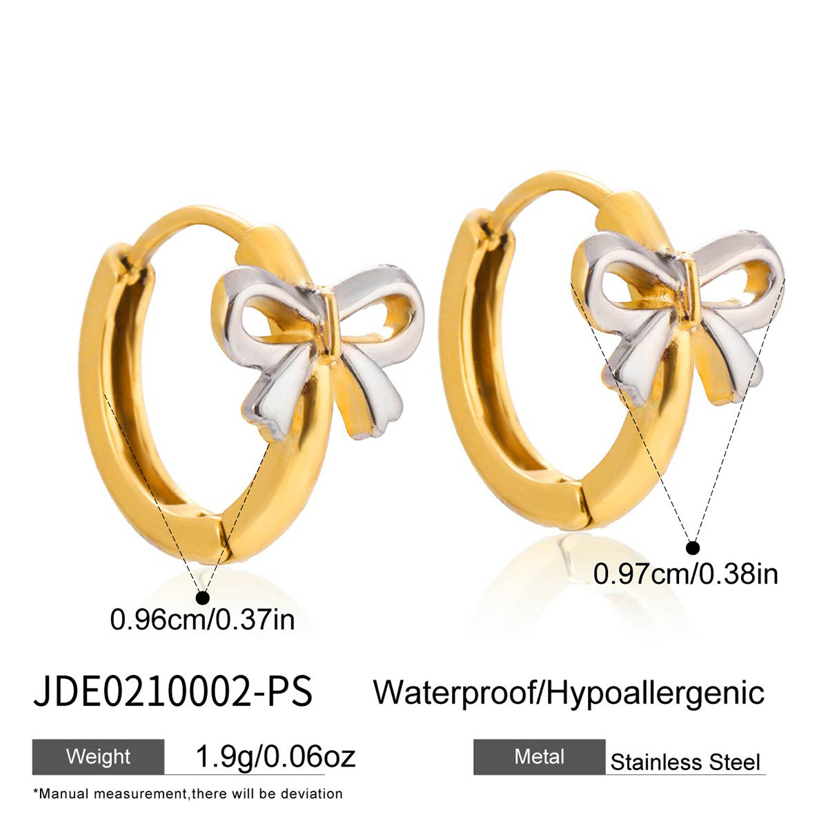 Wanxing europa y americana acero inoxidable galvanizado de doble color arco dulce arco de color aretes de color simple universal temperamento de venta caliente transfronterizo