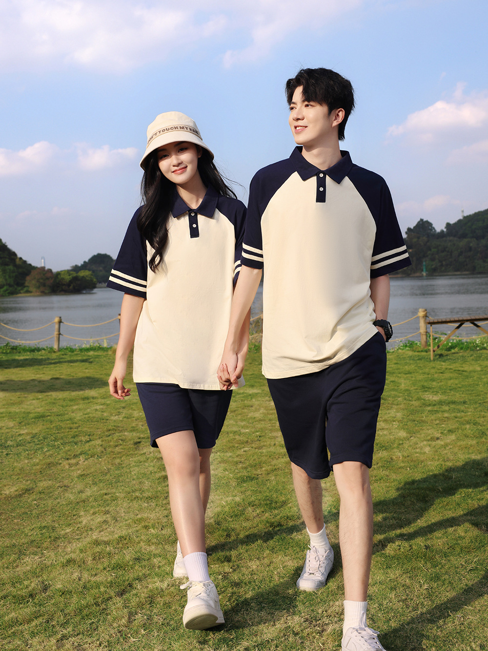 2024200G algodón de doble palo con solapa polo camisa casual suelta chaqueta de moda