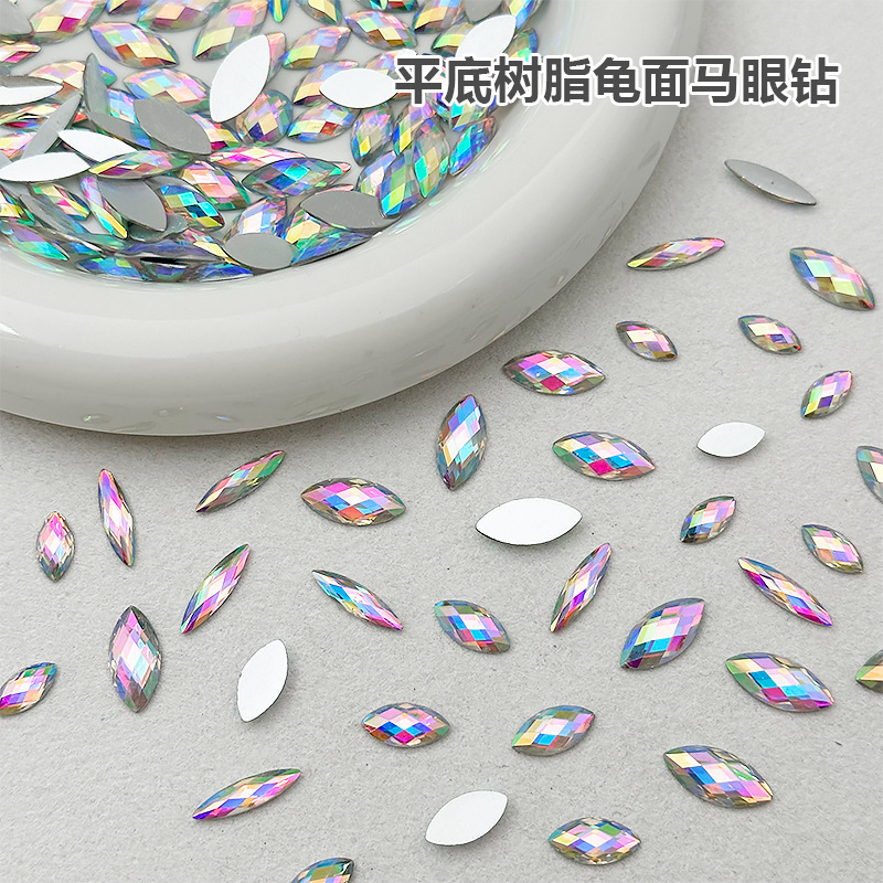 Horse Eye Shaped Rhinestone Mesh Resin Flats Bottom Diamond Super Flash Clothes Shoes Bag Accessories Stickers DIY Jewelry Accessories