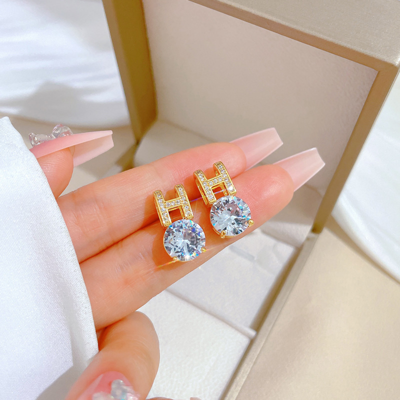 Copper Material Sun, Bow Knot Pattern Copper Electroplated Artificial Gemstones Sun Bow Knot Ear Studs For Women's