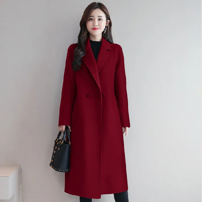 Women's Stylish Wool Coat - Red / S&&Red&&S/Coat (single piece)