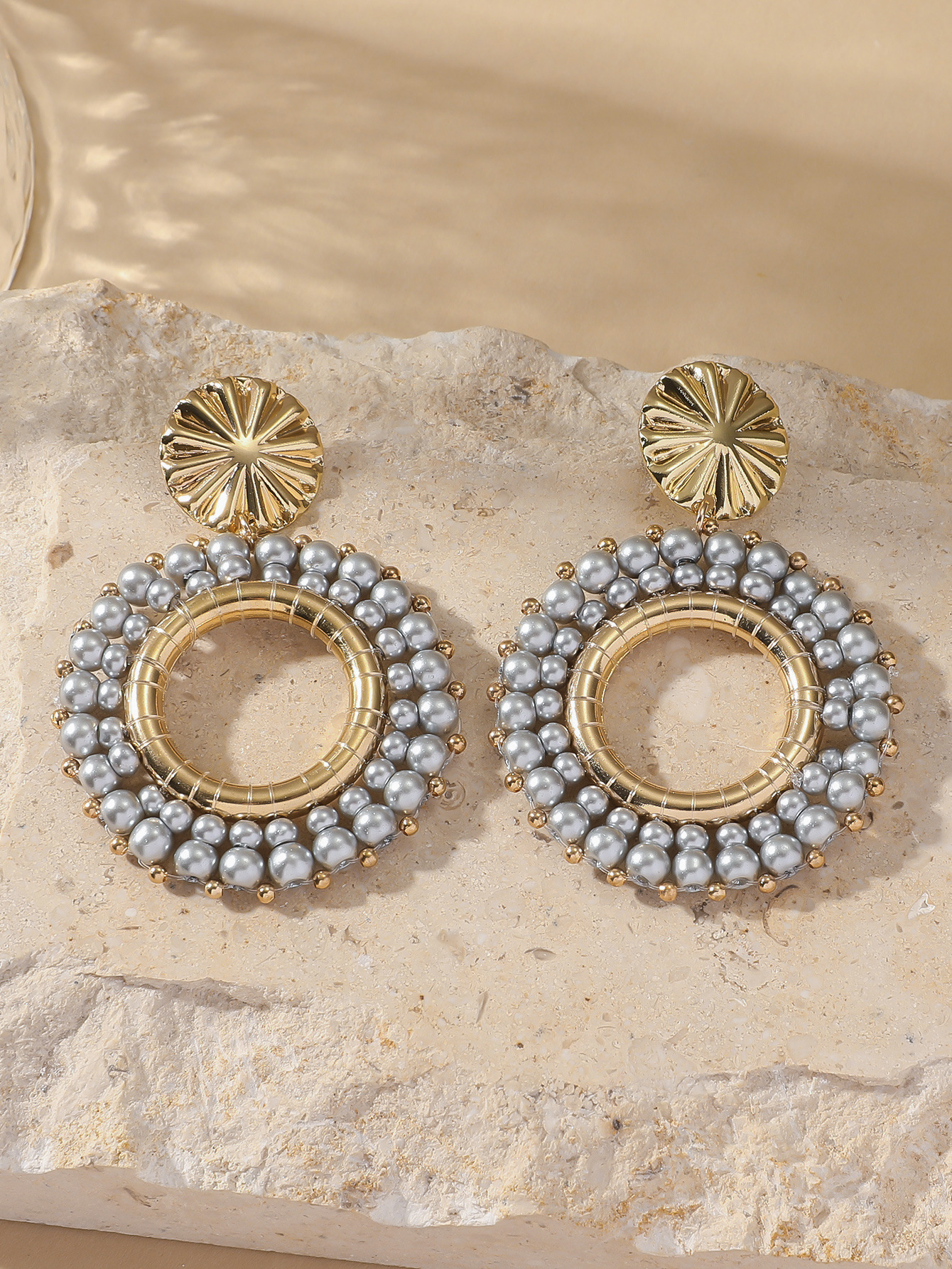 1 Pair Modern Style Round Beaded Imitation Pearl Drop Earrings display picture 7