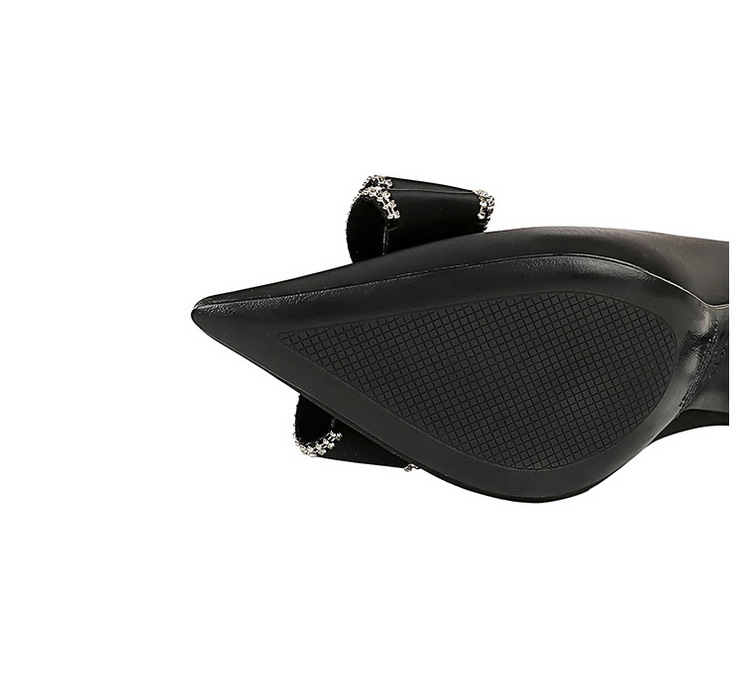 High Heels Stiletto High Heels Damenschuhe flacher Schnitt Pointe Strass Bogen Einzelschuh Damen_voghion.com